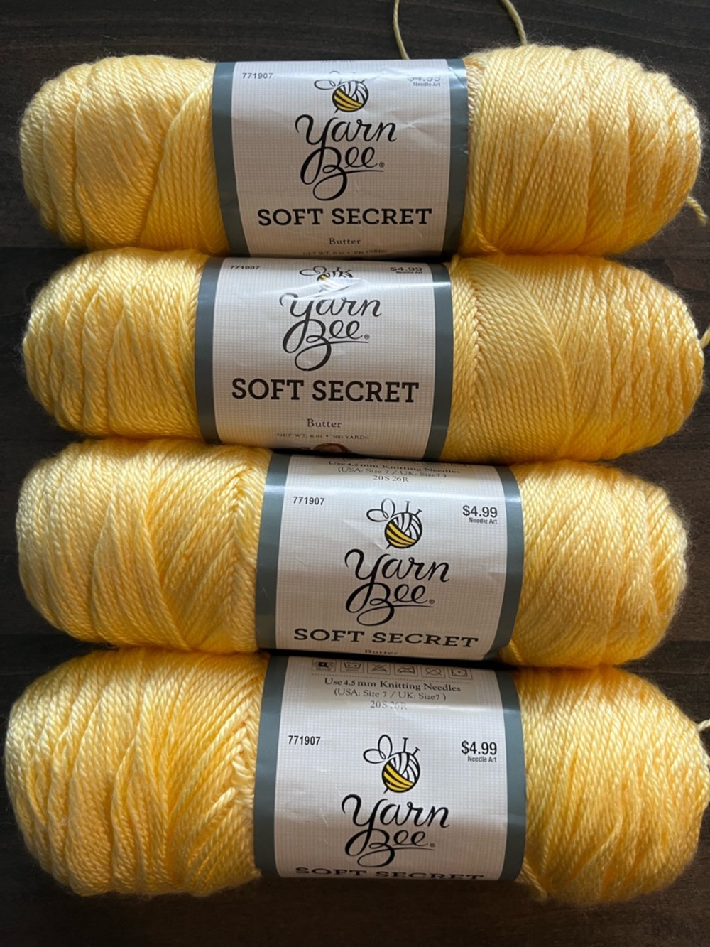 Yarn Bee Soft Secret Yarn
Color: Butter